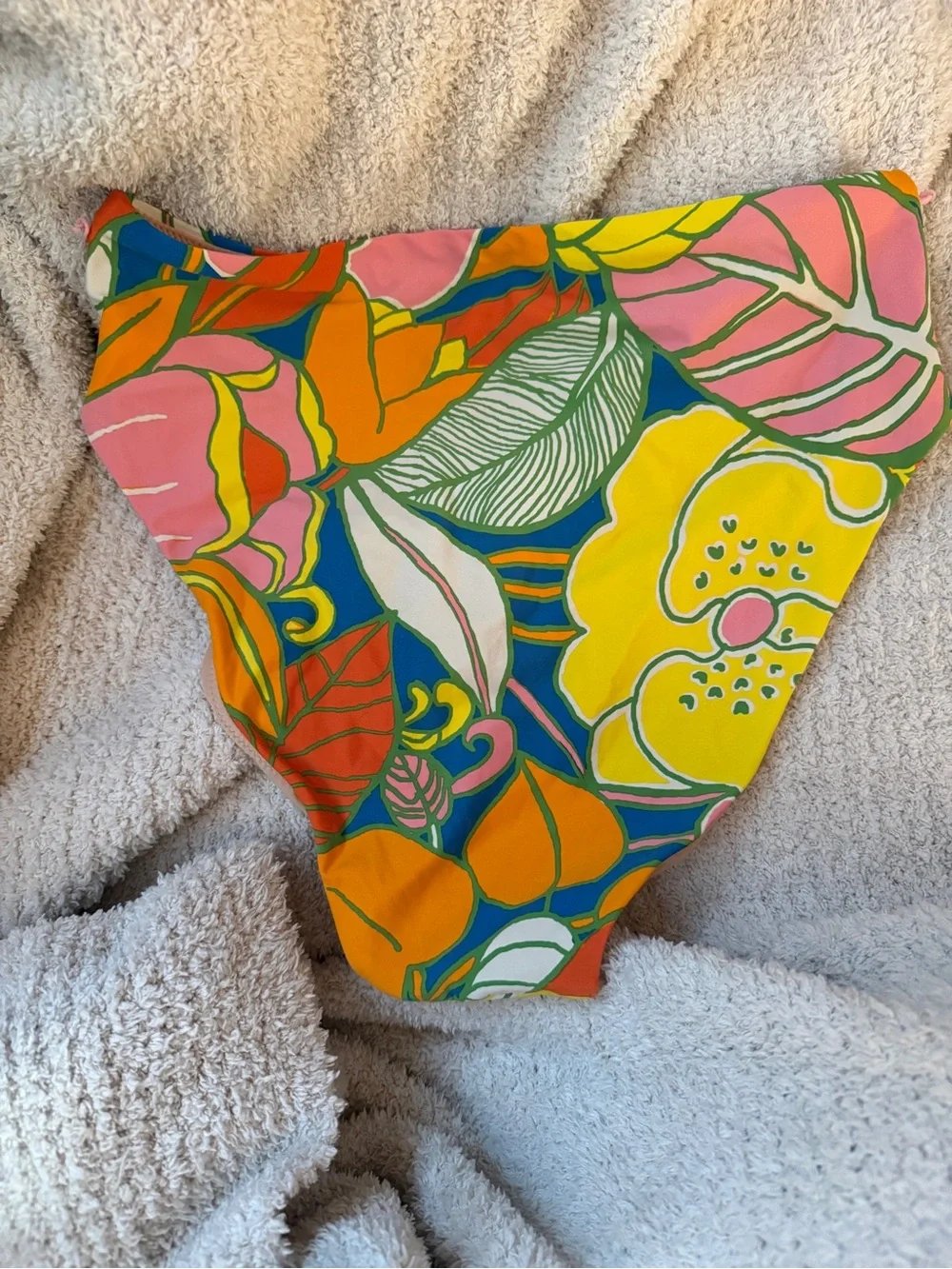 J. Crew women's Floral Bandeau Bikini in Blue, Orange & Yellow, no size tag,guc